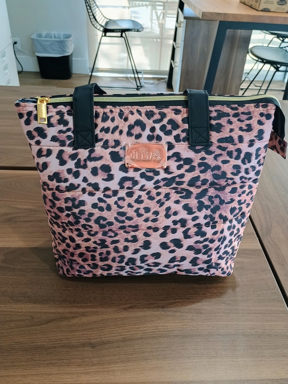dELiA*s Leopard Print Lunch Bag with Black Handles